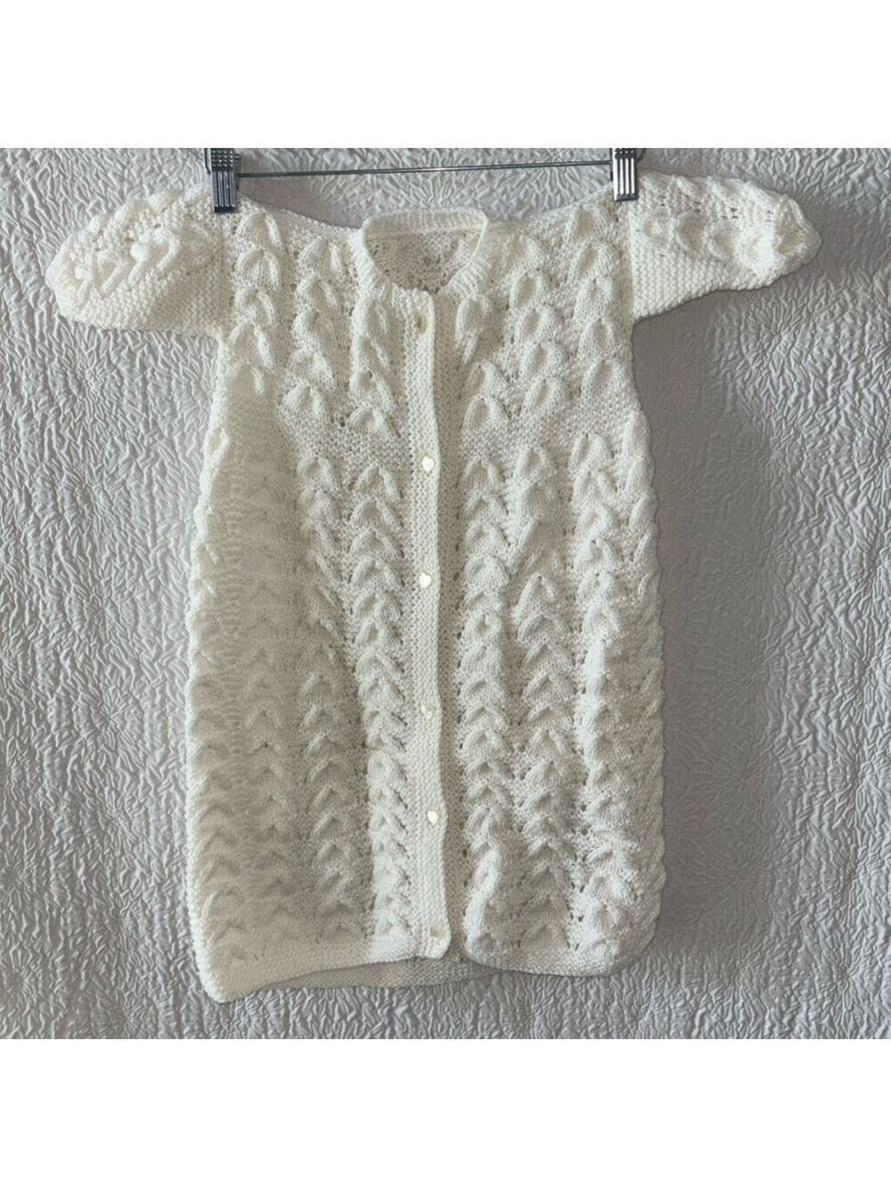 Handmade Knit Crochet Baby Christening Sweater Gown